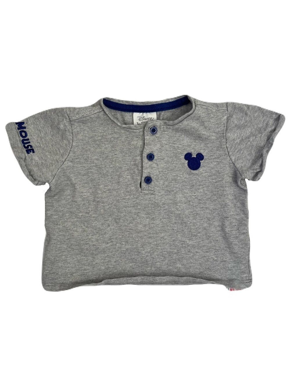🩵 4/$20 Disney Kids Gray Shirt with‎ Navy Mickey Mouse Details